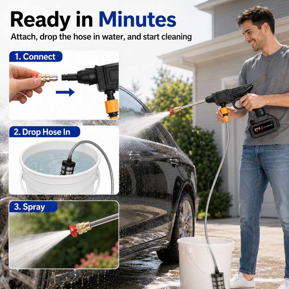 Cordless Pressure Washer Kit – Portable Cleaning for Cars, Patios & More