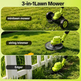 21V Cordless 3-in-1 Grass Trimmer & Mini Mower