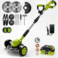 21V Cordless 3-in-1 Grass Trimmer, Edger & Mini Lawn Mower with 2 Batteries